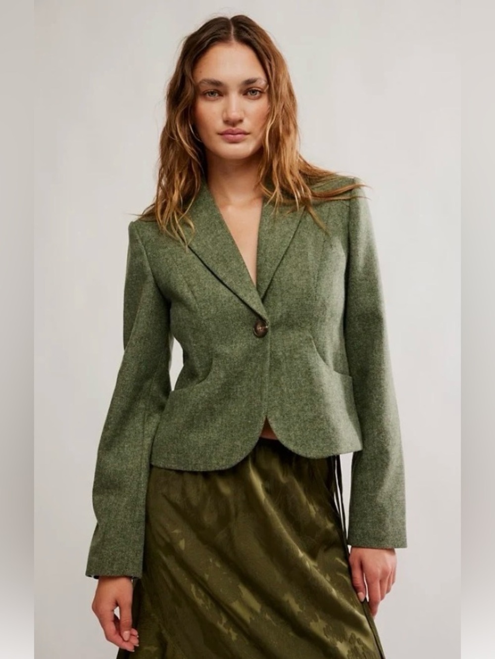 FREE PEOPLE Whip Smart Blazer in forest green size medium